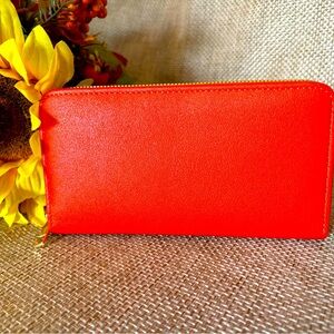 Vegan leather wallet, vivid orange